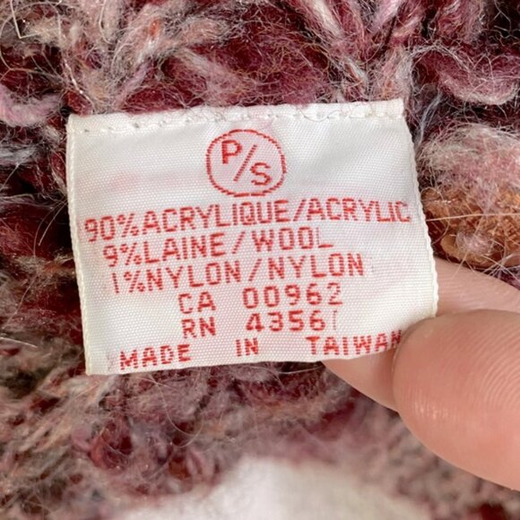 Vintage Gil Aimbez Static Avant Garde Handmade Burgundy Shaggy Sleeve Sweater S - Picture 4 of 15